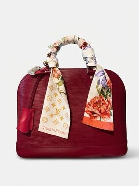 Louis Vuitton Fuschia Epi Leather Alma Satchel with Floral Twilly